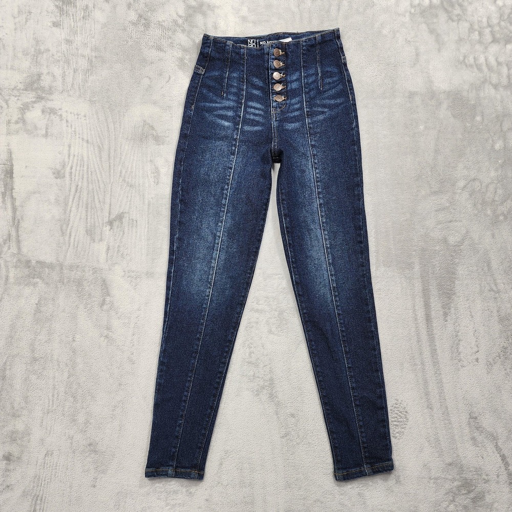 No Boundaries Jeans Womens 5 Juniors Blue High Rise Seamed Ankle Stretch Denim